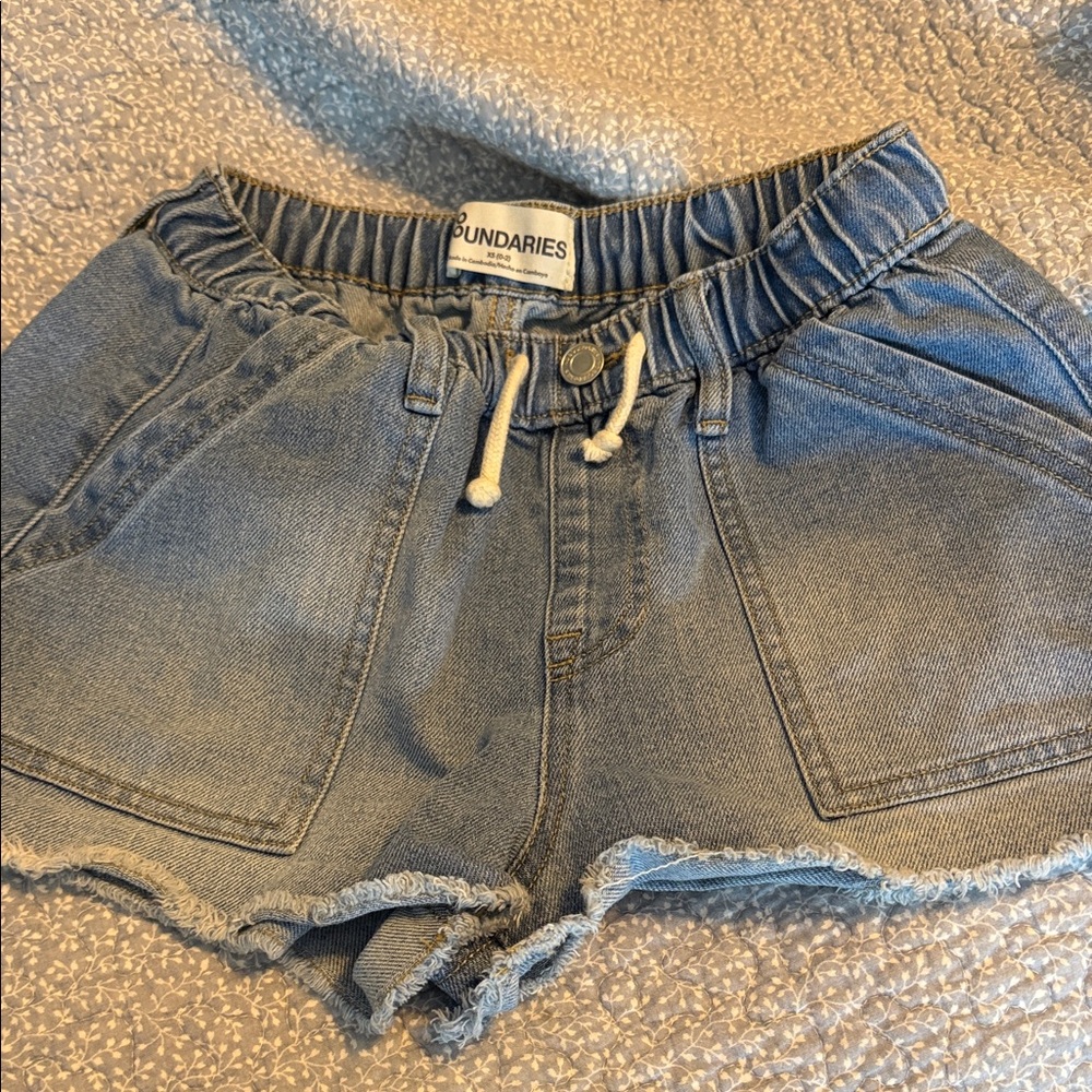 No Boundaries Blue Denim Shorts with Frayed Hem